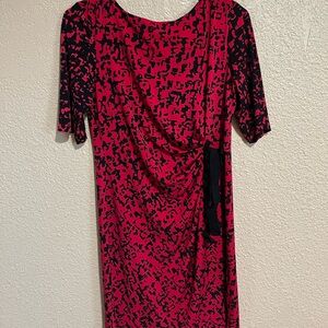 Taylor Vibrant Red and Black Long Sleeve Dress